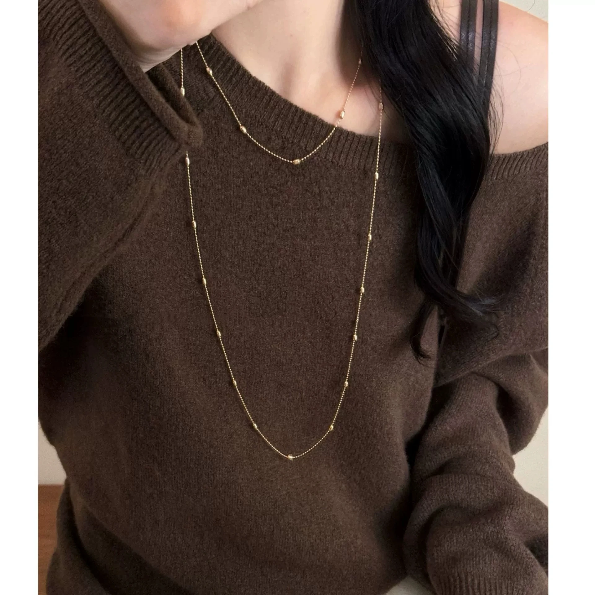 Vintage Gold Silver Color Double Layered Long Stacking Choker Temperament Chain Necklace For Women Fashion Trendy New Jewelry image 3