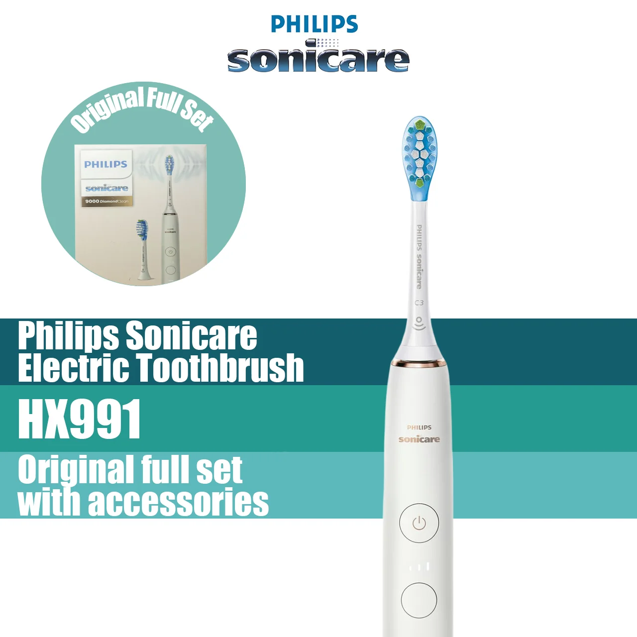 

Philips Sonicare DiamondClean HX9912/79 electric toothbrush Adult Sonic toothbrush White