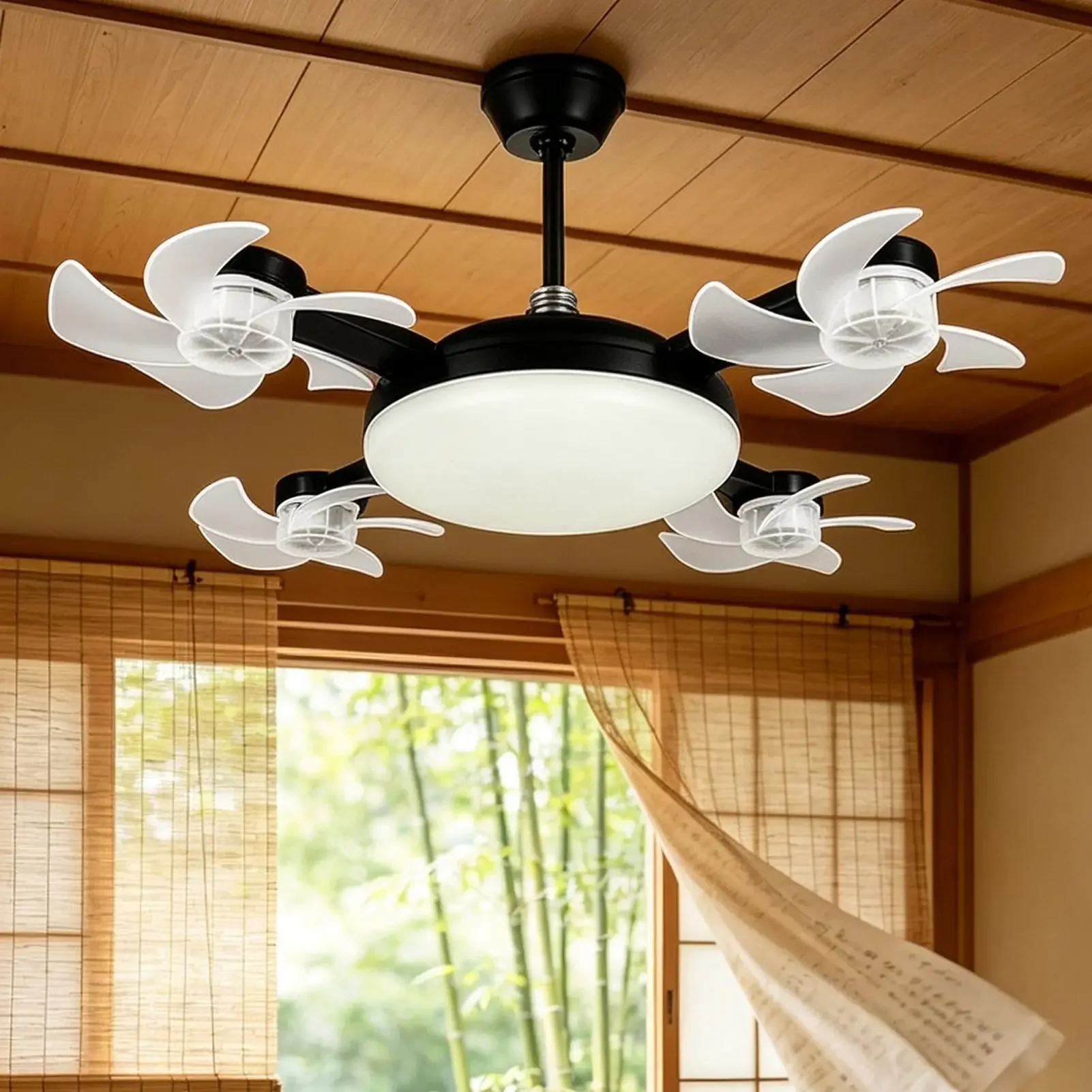 E27 Spiral fan light 3 Speed Home Silent Design with Remote Control Foldable Fan Leaves for Living room bedroom dining room