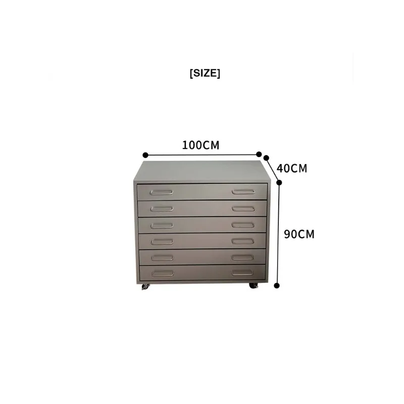 

Metal silver mobile drawer storage bedside table four-section