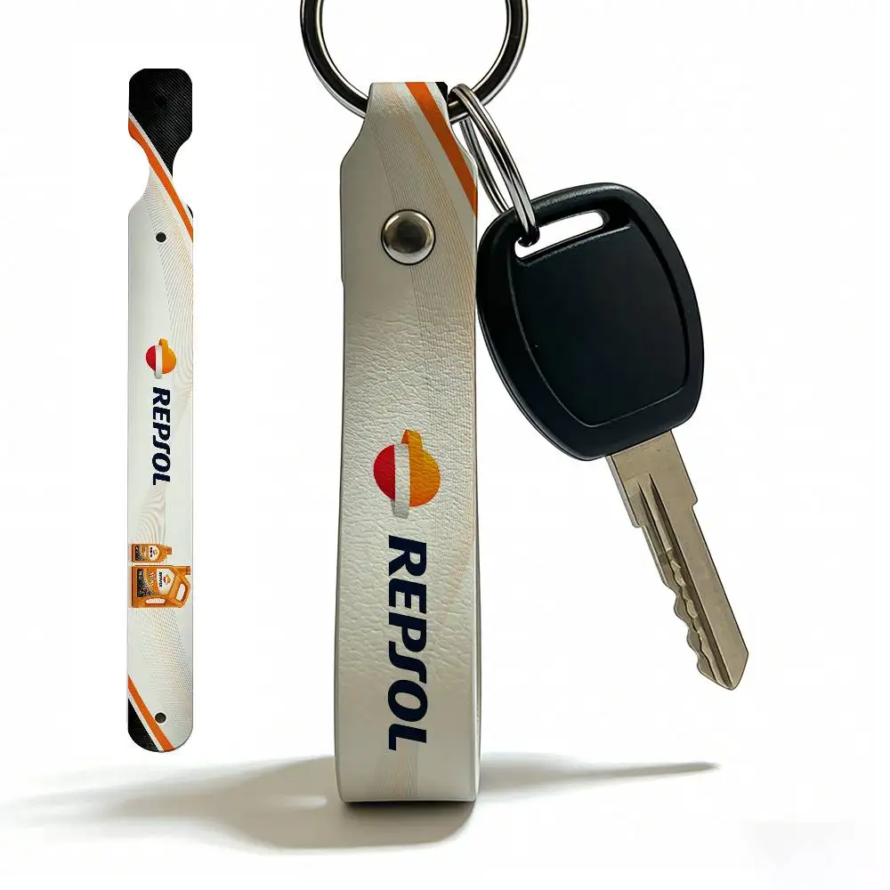 For Repsol PU Leather Motorcycle Keychain Universal Motorbike Key Ring Holder For Riders Men Gift