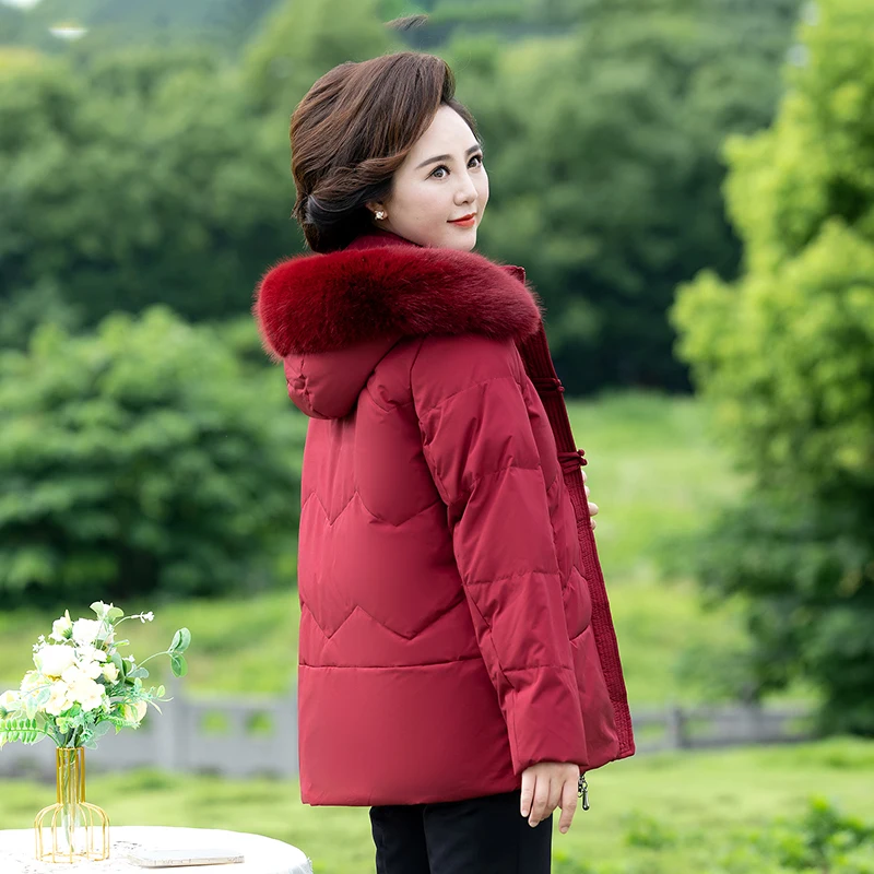 

New 2025 plus Size Mommy down Jaet Women's Winter Coat ly andmother's Outerwear Polyester Fiber White Du down