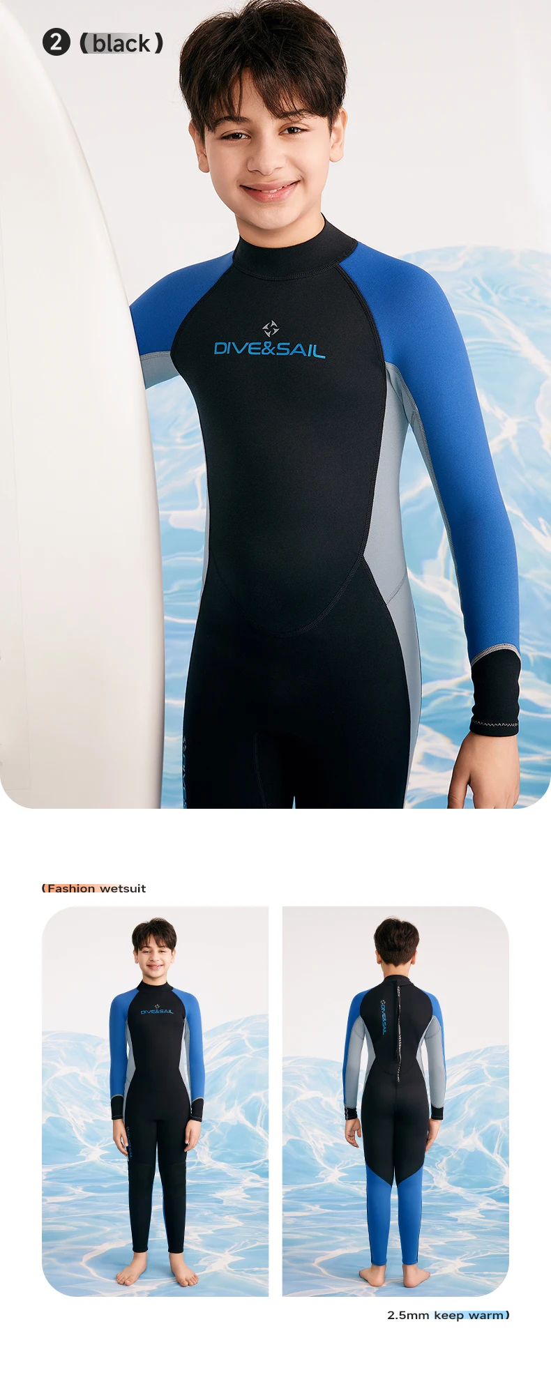 Teenager Jungen Mädchen Neoprenanzüge 2,5 mm Neopren-Tauchanzüge hält warm, einteilige Badeanzüge, Strandkleidung zum Schwimmen, Surfen, Tauchen – Detail 10