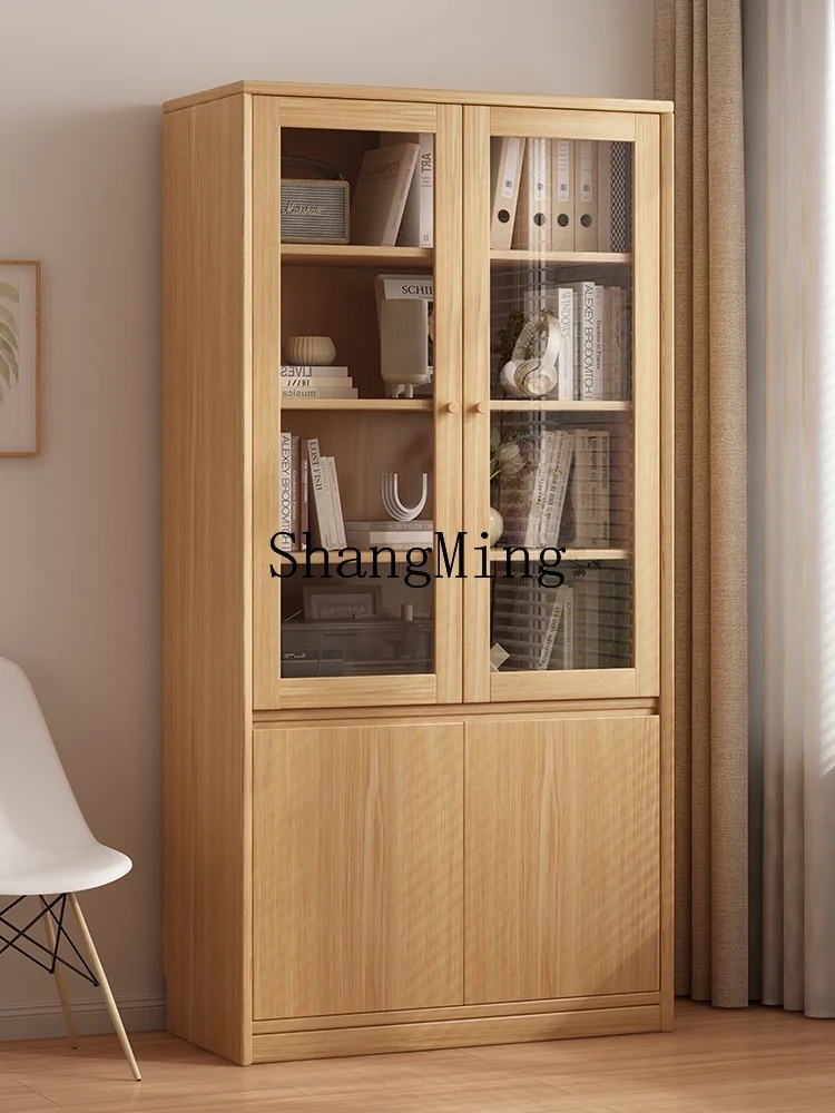 ZYY Woninginrichting Massief houten boekenkast Archiefkast Stofgeïntegreerde wandplank Multifunctionele locker