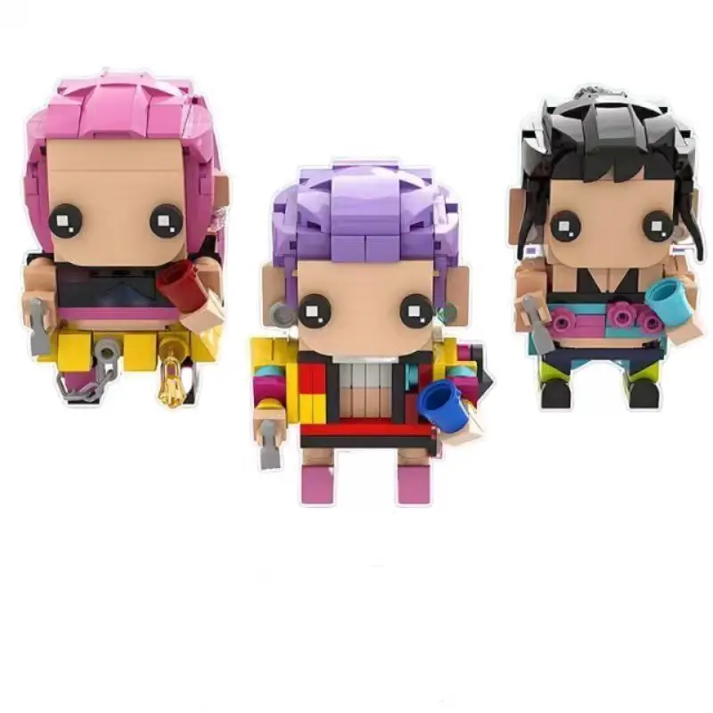 Anime Kpop Demons Hunters klocki konstrukcyjne Śliczny Tygrys Czarny Kapelusz Sroka z 3 Oczami Dziewczyna Łowiąca Zmontowana figurka zabawka Dla Fanów Prezent