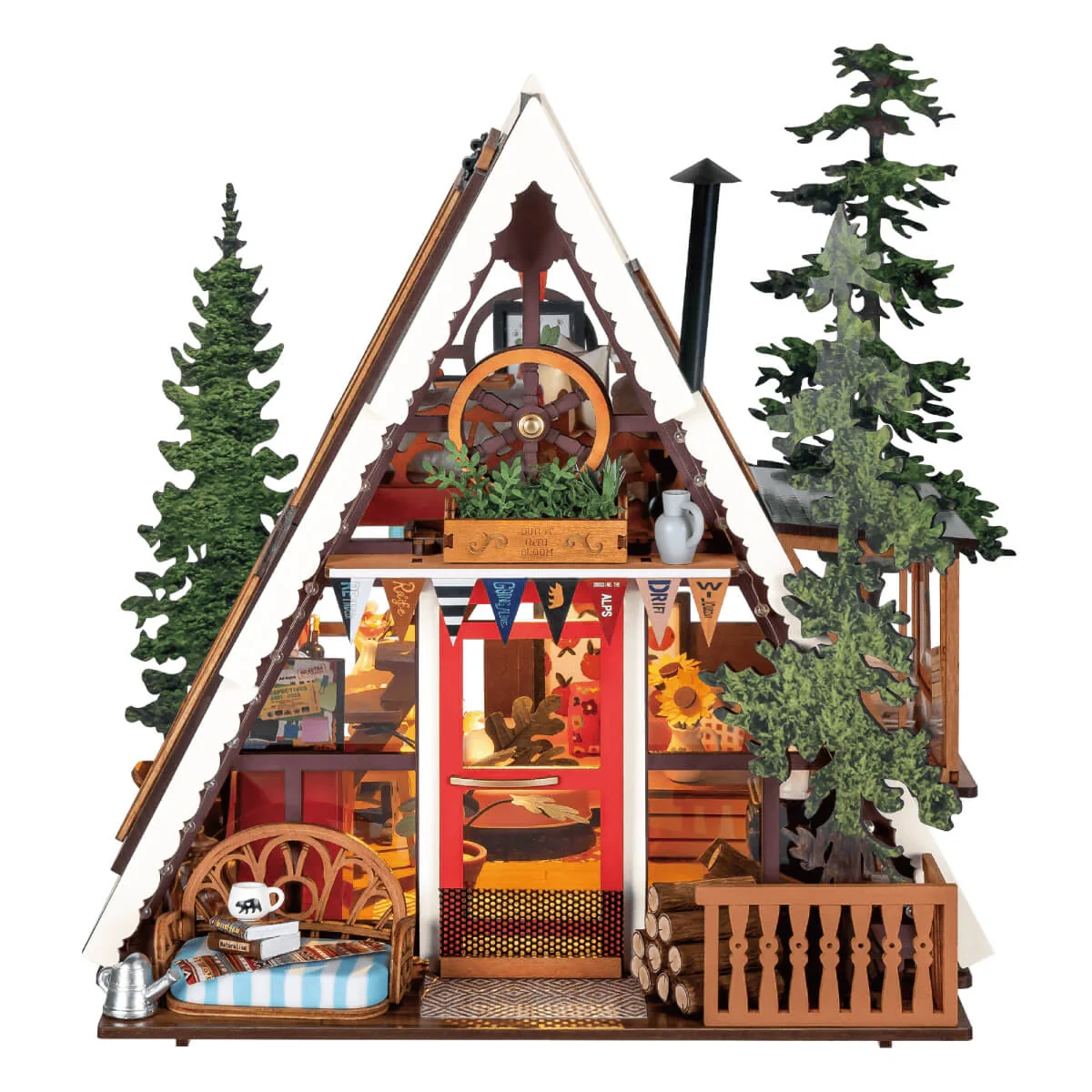 DIY Miniature A-Frame Cabin Wooden Model Kit - 3D Puzzle Home Decor 6