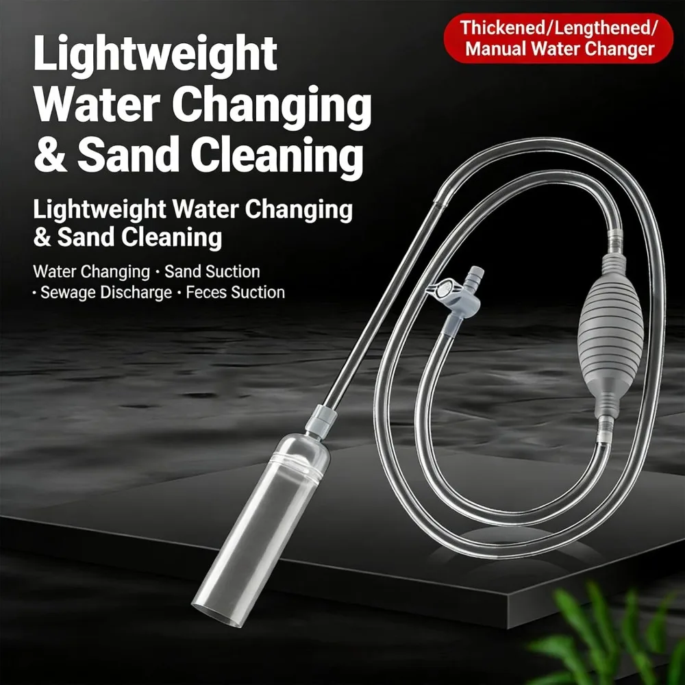 1.7m Aquarium Cleaner Fish Tank Vacuum Siphon Pump Cleaner Tools Switch Design Manual Easy Operation Aquarium Accessories 1Set