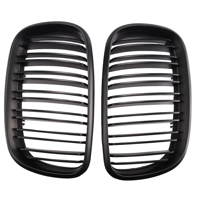 

Matte Black Front Bumper Dual Slat Front Kidney Grill Grille For-BMW X5 X6 E70 E71 2007-2014