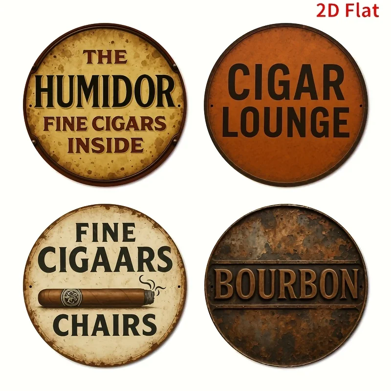 2D Flat, 2D Flat 4pcs, Decorative Sign& Plaque S 8 X 8 Inches-style Iron Wall Art