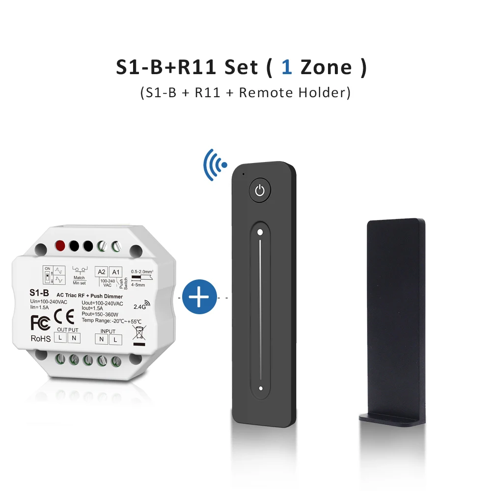LED Dimmer 220V 230V Wireless Remote Control AC Triac RF Switch Push Dimmer 2.4G Touch Dimer for LED Lamp Bulb Light MJJC-S1-B