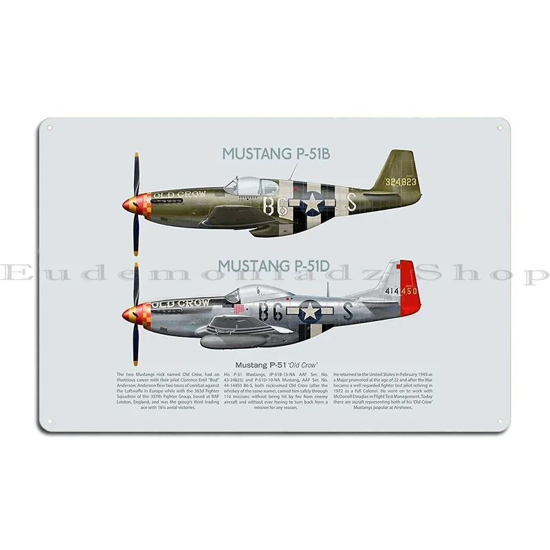 P 51 Mustangs B & D الإصدارات Oc لوحة معدنية غرفة المعيشة تخصيص سينما المطبخ المطبخ تين تسجيل ملصق