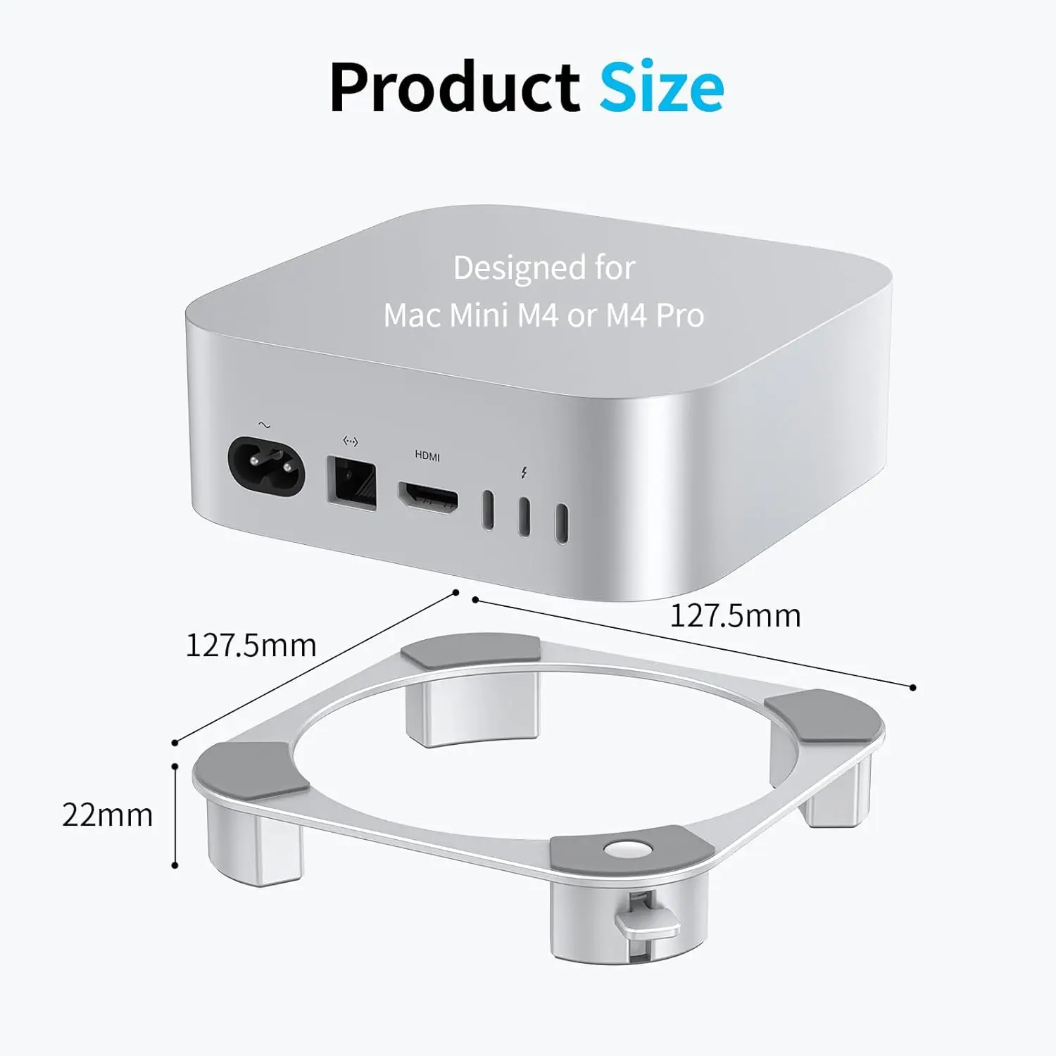 อลูมิเนียมเดสก์ท็อปสําหรับMac Mini M4/M4 Pro 2024 การกระจายความร้อนพร้อมปุ่มDock Coolingผู้ถืออุปกรณ์เสริม