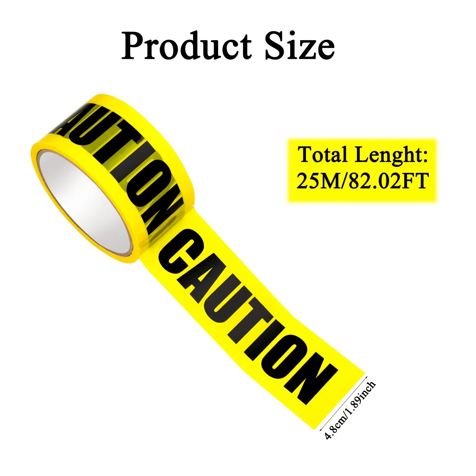 1 Roll Yellow Caution Warning Tape, High‑Readability Black Print Safety Barrier Tape, Hazard Zone Marking Tape for Workplace, Ha
