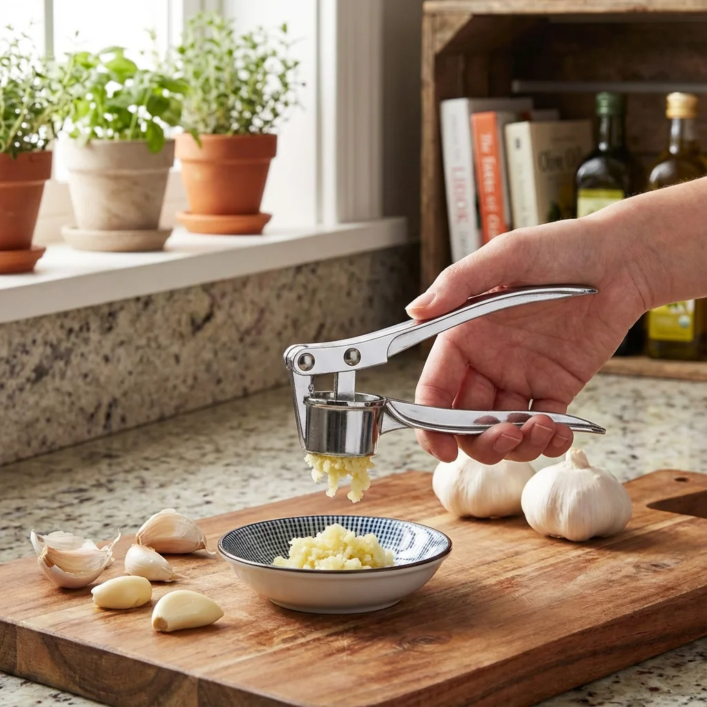 Non-Slip Effortless Press, for Garlic & Nuts, Easy Grip. 18x