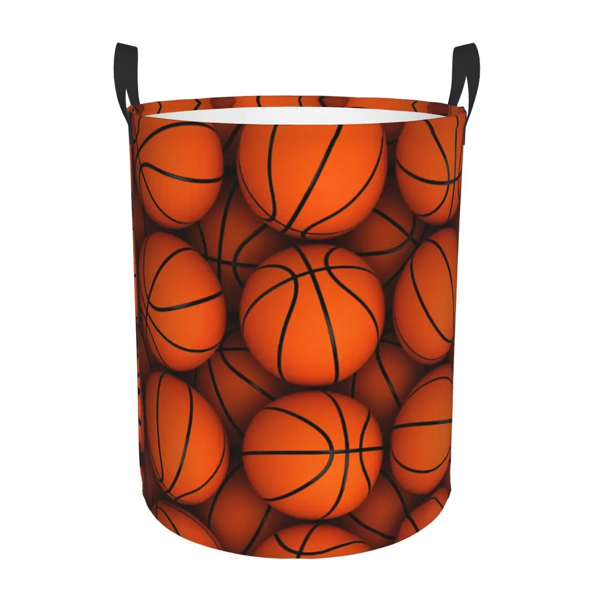 Custom Basketball Dots Round Laundry Basket Collapsible Physical culture Clothing Hamper Toys Organizer Storage Bins