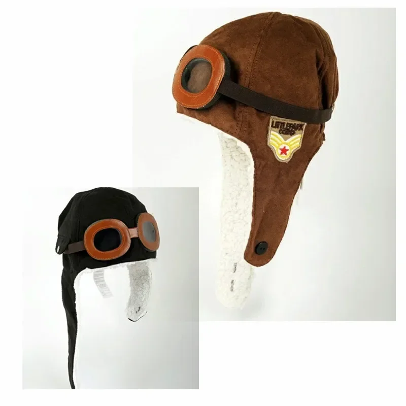2025 Fashionable and Versatile Boy and Girl Aviator Cap Baby Knitted Padded Thunderbolt Earmuffs Hat 3-6 Years Old, Size 52-54cm