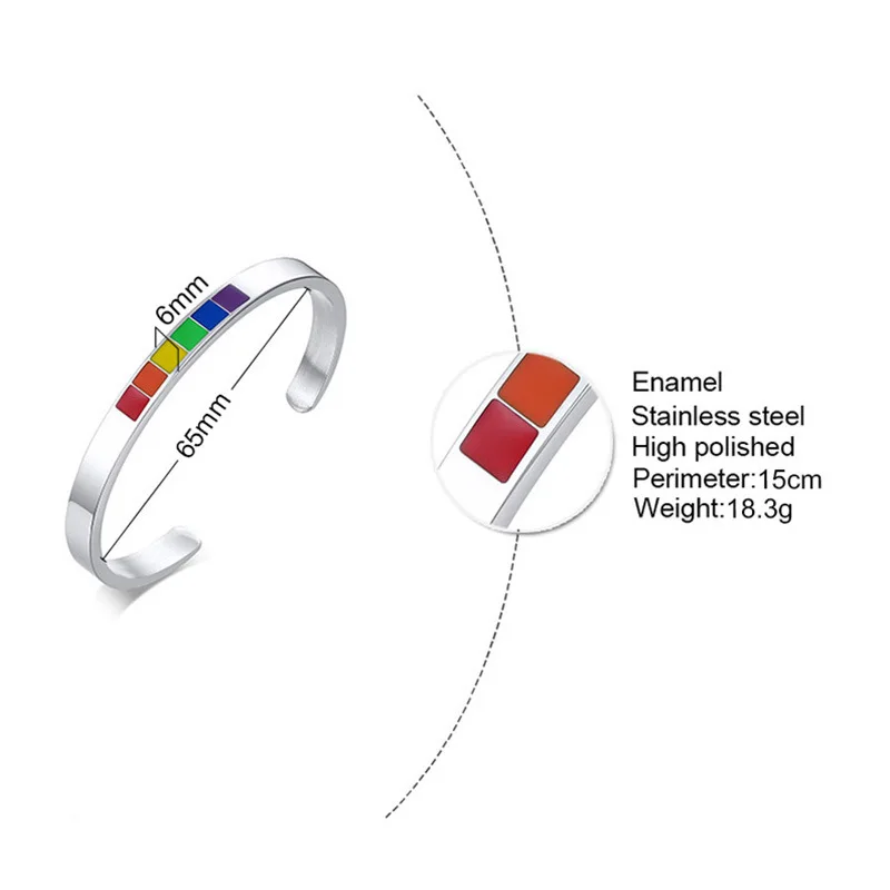 أساور Rainbow Love Pride ، سوار الكفة المينا من الفولاذ المقاوم للصدأ المثلي والمثليات ، الصيف ، الجديد
