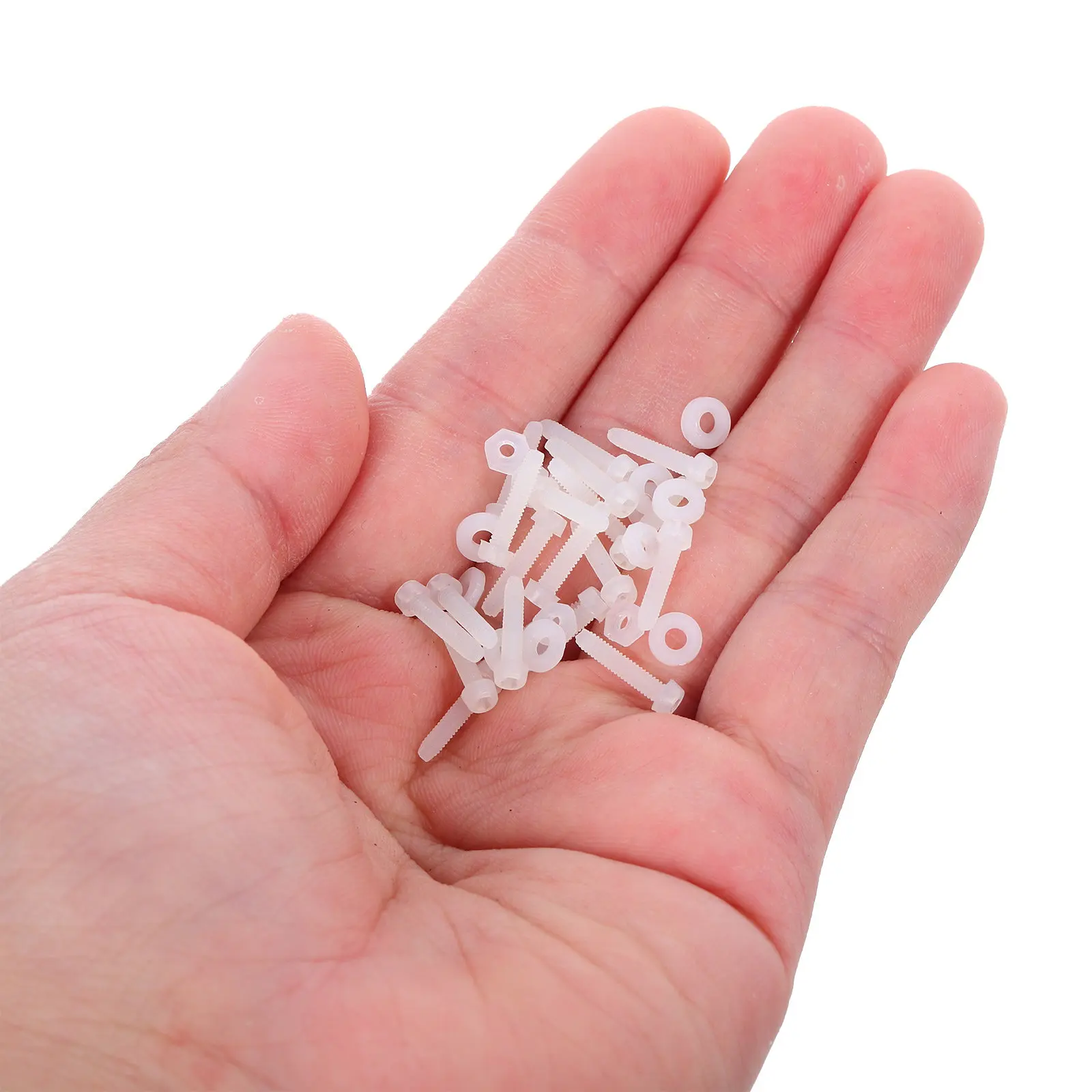 50Sets White Nylon Round Head Screw Nut Washer Set Electrical Insulation Fastener Kit for Electronic Repairs Nylon Hardware Kit