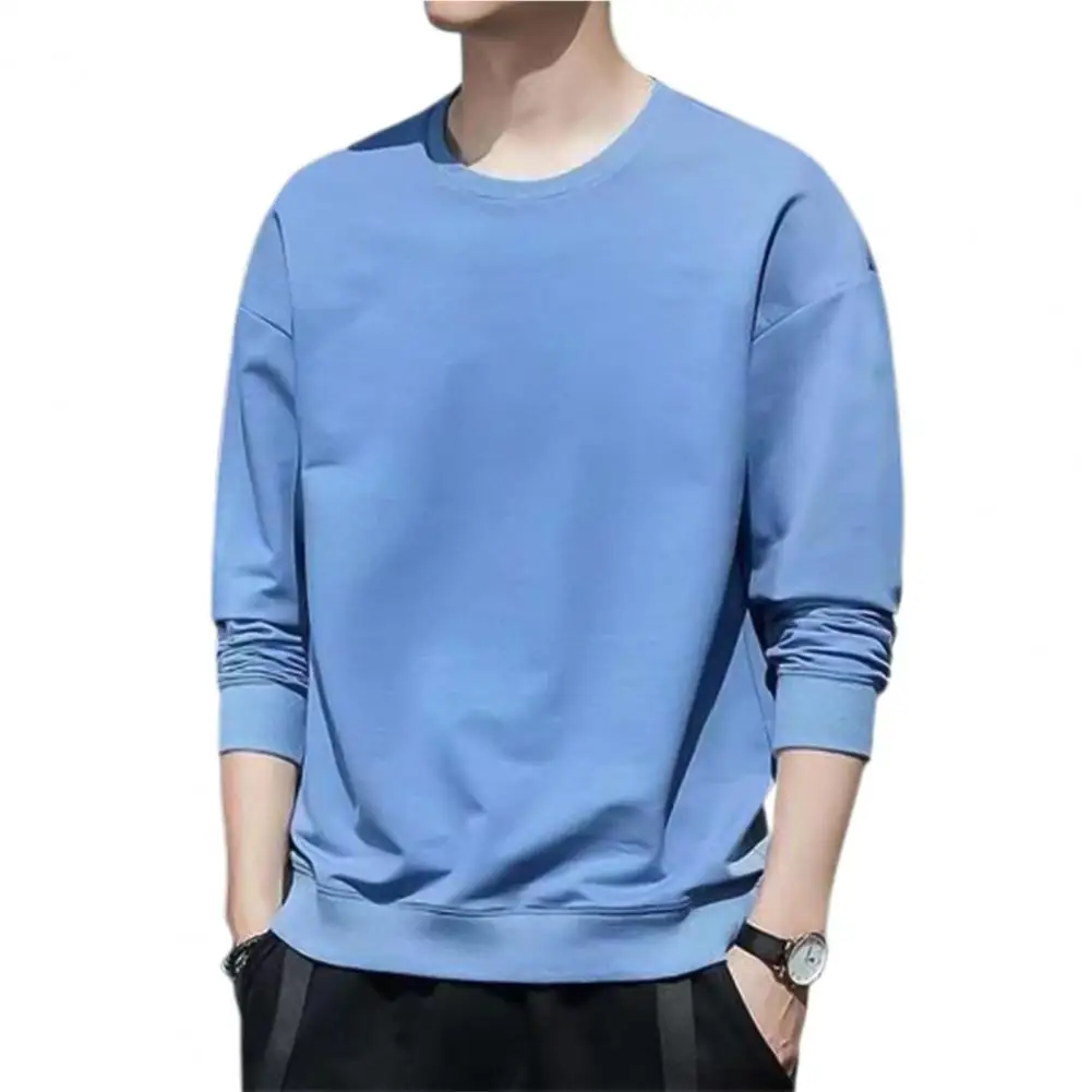 Stilvolle Männer Sweatshirt Rundhals Koreanische Entspannt Fit Feine Nähte Basic Top Sweatshirt Hip Hop Männlichen Grundlegende Top für Täglichen tragen