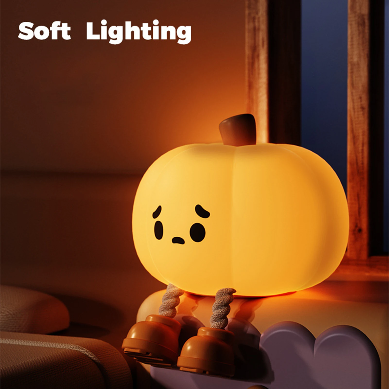 

Halloween Pumpkin Night Lights Cute Rechargeable Soft Silicone Safe Lamp Decorations Bedside Atmosphere Decor Halloween Gifts