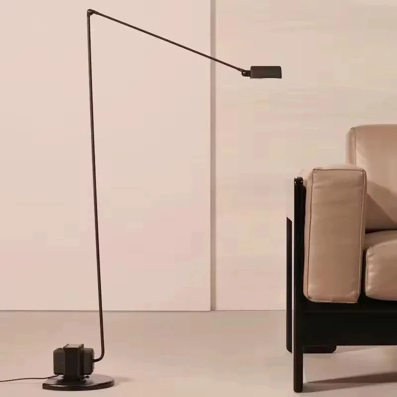 Modern Light Luxury Long Arm Floor Lamp LED Industrial Wind Sand Hair Edge Adjustable Vertical Lamp Study Minimalist Floor Lamp