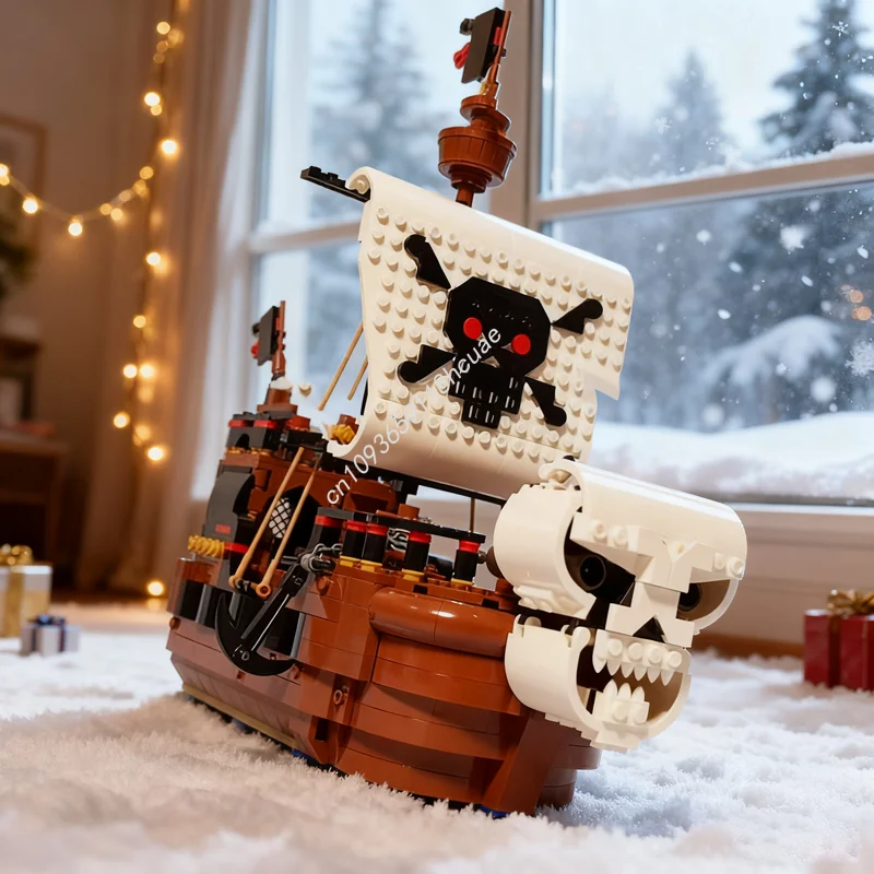 

988 шт. MOC череп пиратский корабль пиратская модель строительные блоки сборка игрушки DIY творческая идея Рождественский подарок кирпич на день рождения