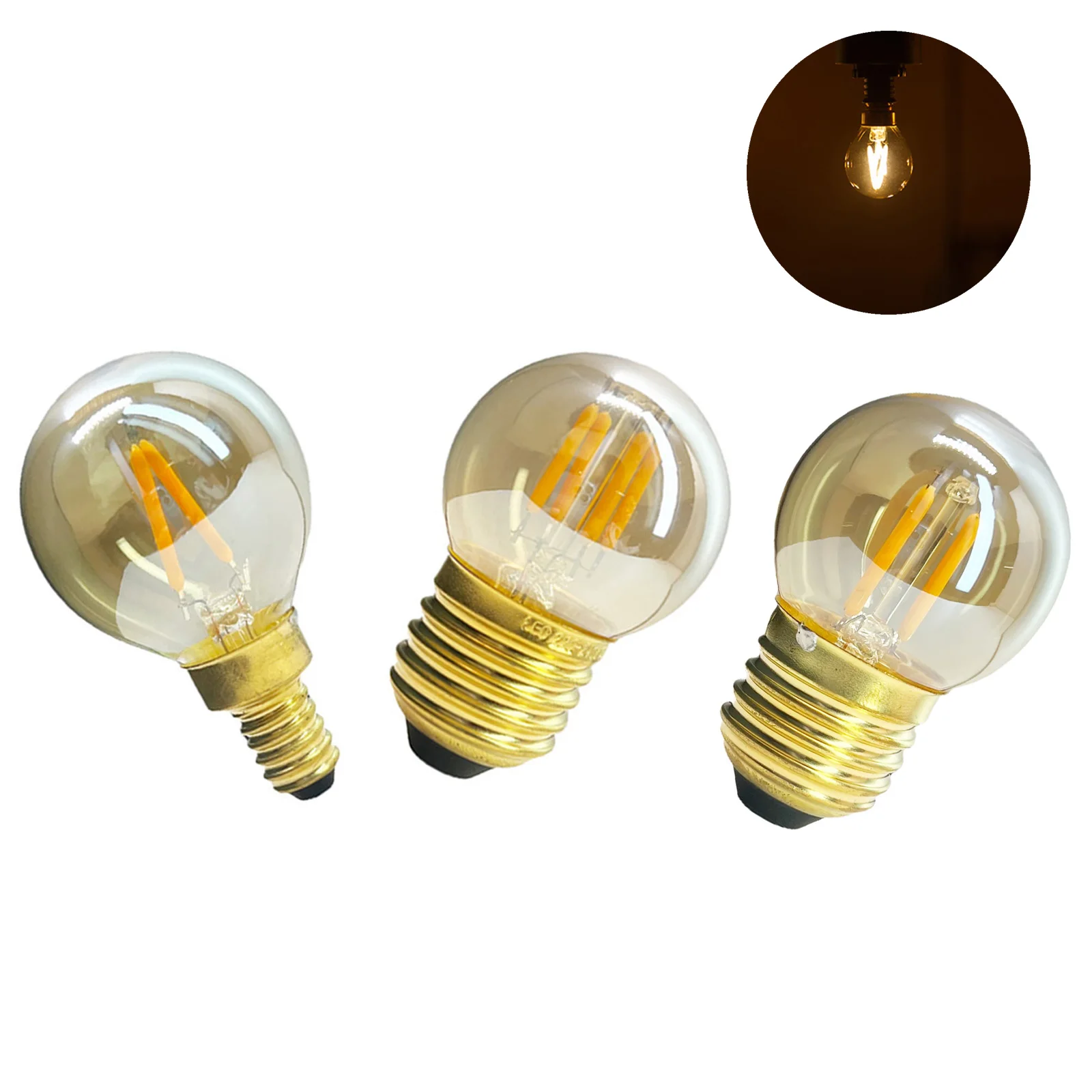 

G40 Led Filament Globe Light Bulbs Replace Halogen Chandelier 1W 3W Retro Edison E12 E14 E27 Home Brown Glass 360/Beam Lampada