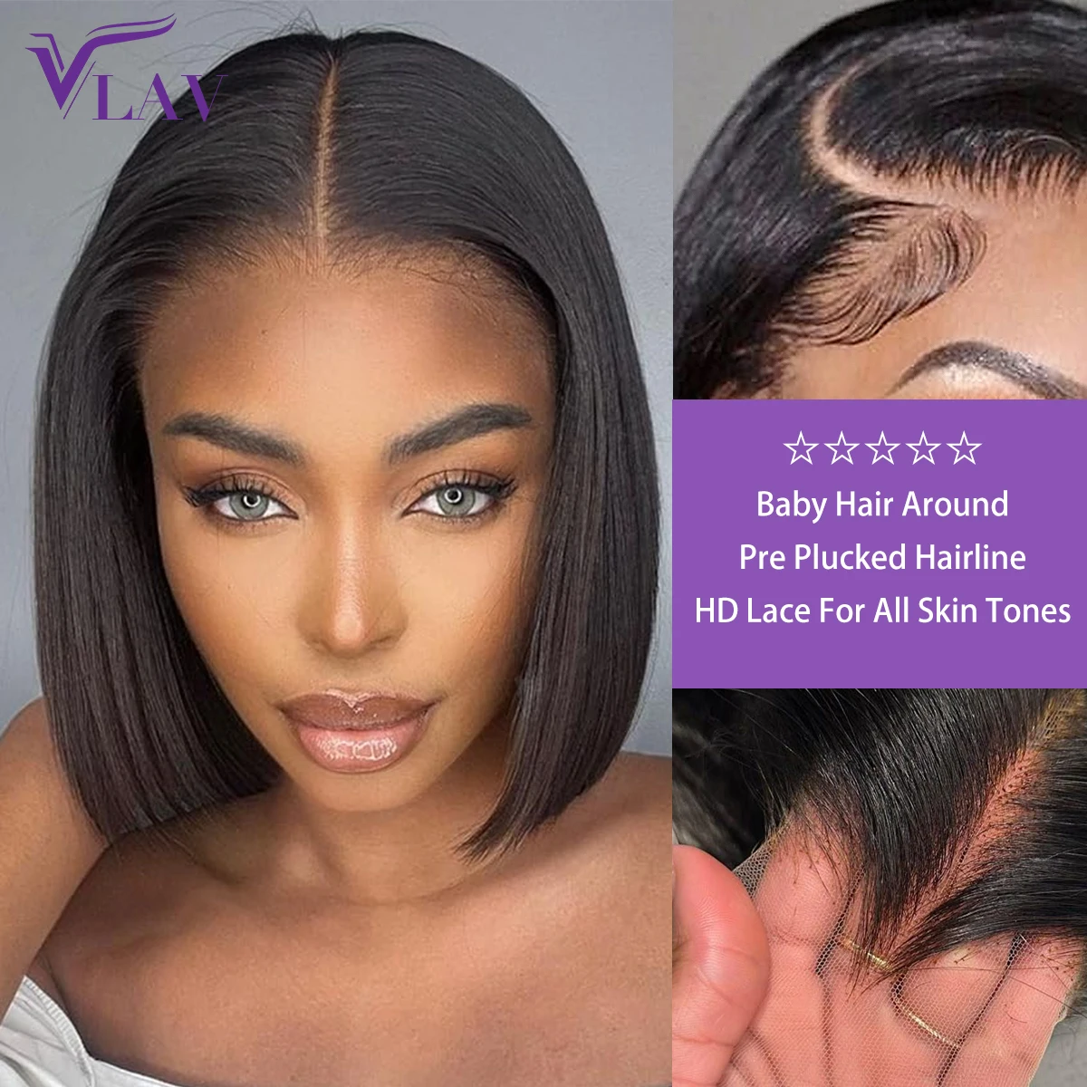 Super Double Drawn Short Bob Wig 13×6 HD Lace Frontal Wigs 13×4 HD Transparent Lace PrePlucked With Baby Hair Glueless Wigs VLAV