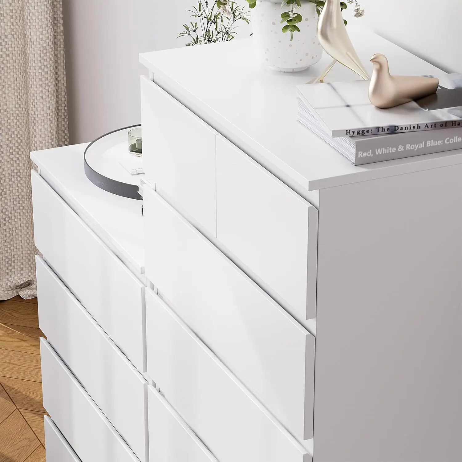 7 Drawer Dresser, White Dresser Tall Dresser,  in White Chest of Drawers with Large Storage Space f