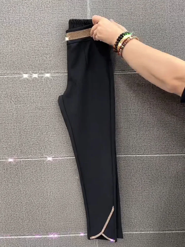ارتفاع الخصر هارون السراويل النسائية الربيع/الخريف موضة كبيرة الحجم سراويل نسائية مرونة الخصر فضفاضة عادية مستقيم أنبوب السراويل 4XL #4