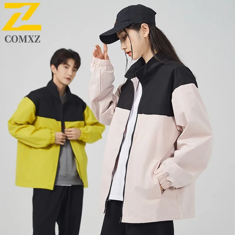 

COMXZ Мужская куртка 2021, осенняя повседневная куртка для отдыха на природе, кемпинга, скалолазания, легкие ветрозащитные куртки с воротником-стойкой, пальто с цветными блоками