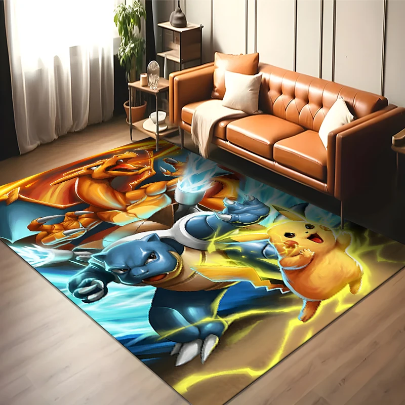 Japanese Anime Pokemon Large Carpet Living Room Home Decor Sofa Table Rug Anti Slip Chair Lounge Floor Mat Carpet for Bedroom