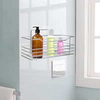 Rack Stainless Steel Bathroom Bottle Organizer Self Adhesive Shower Shelves Kitchen Spice Multifunctional Storage Shelf Wall