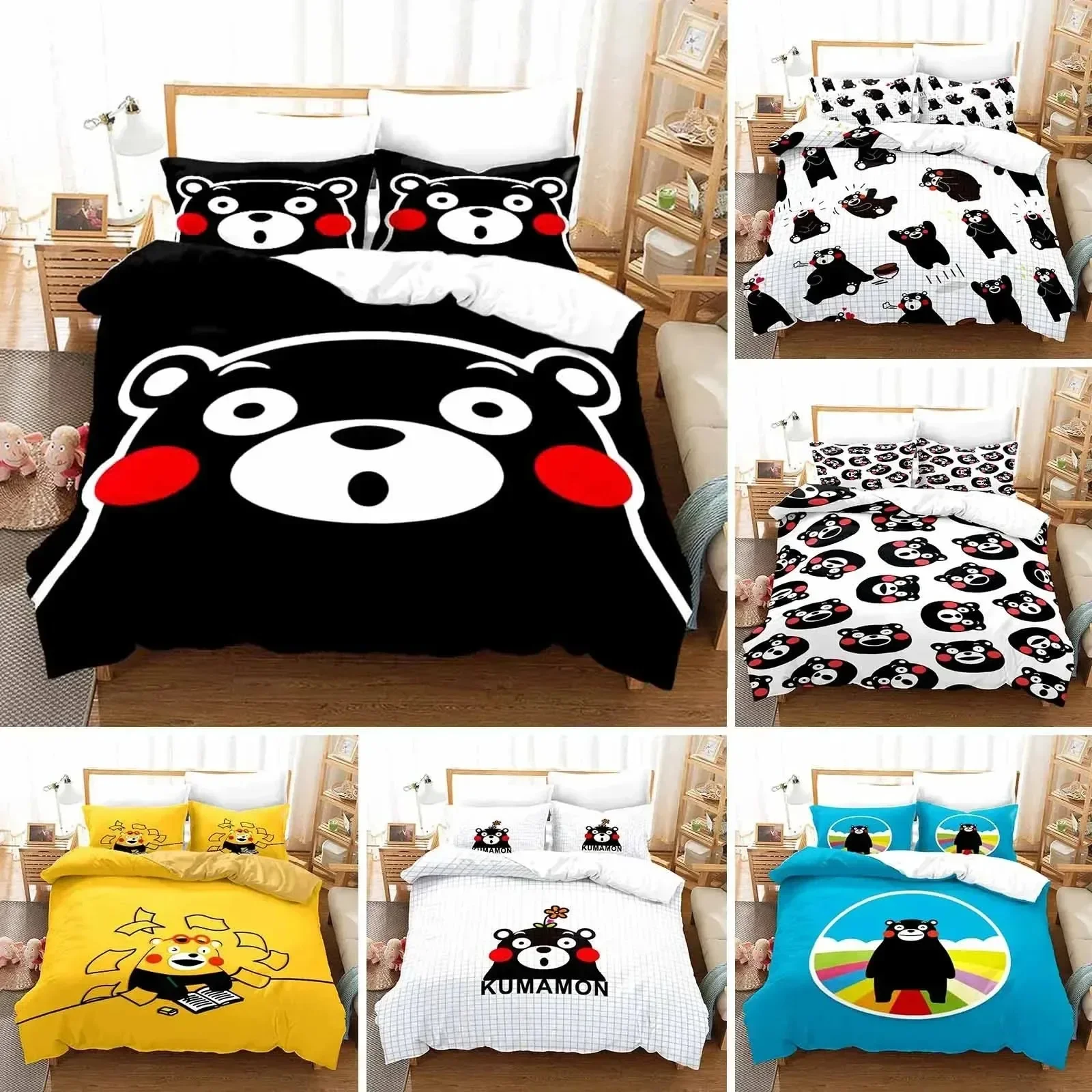 

Comics Kumamon Duvet Cover With Pillowcases Cover Bedding Set Single Double Twin Full Queen King Size Bed Set For Bedroom Decor