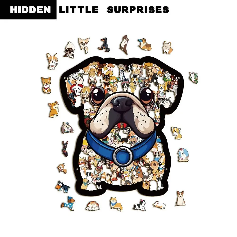 

160-piece Morandi-colored Dog-shaped Puzzle Macaron Color Small Dog Puzzle Ornaments Cut Dog Pieces Cute Dog Jigsaw Puzzle
