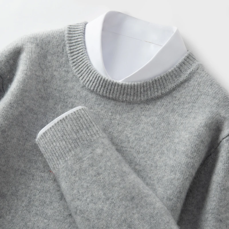 

Autumn Winter Thiened Knitted Base Layer Sweater round Ne Men's Casual Comfortable Breathable Color Long Sve irt