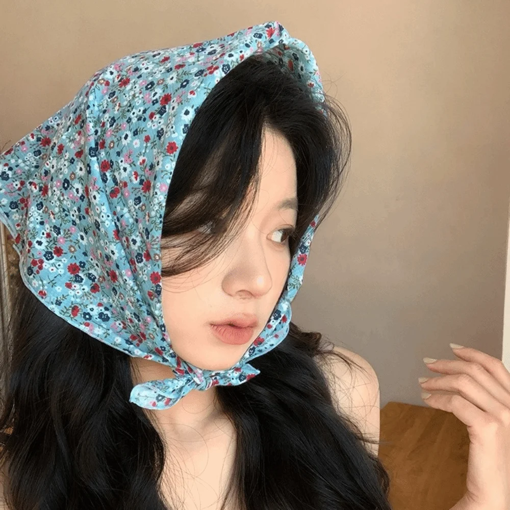 

3 шт./компл., тонкий тканевый шарф на шею с цветочным принтом, корейский стиль, головной платок с красочным принтом, повязка для волос, элегантная квадратная повязка на голову с цветком
