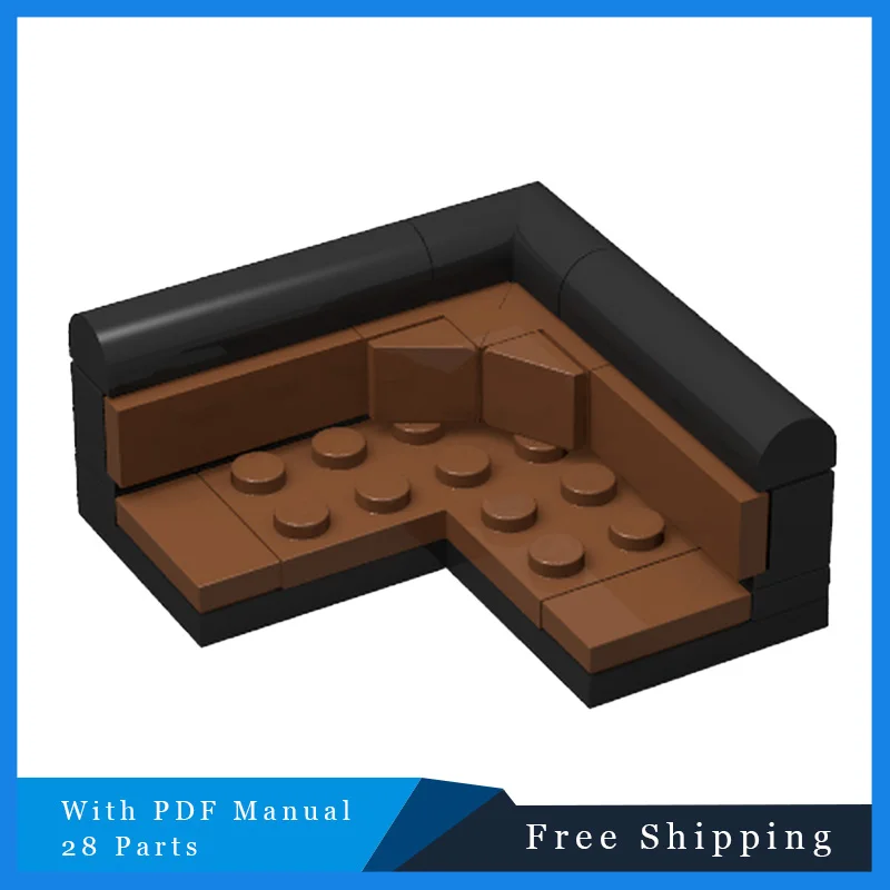 

28 шт. MOC, модель для украшения интерьера, серия, черный диван, строительный блок, модель, детская сборка своими руками, игрушка, фестиваль, рождественские подарки