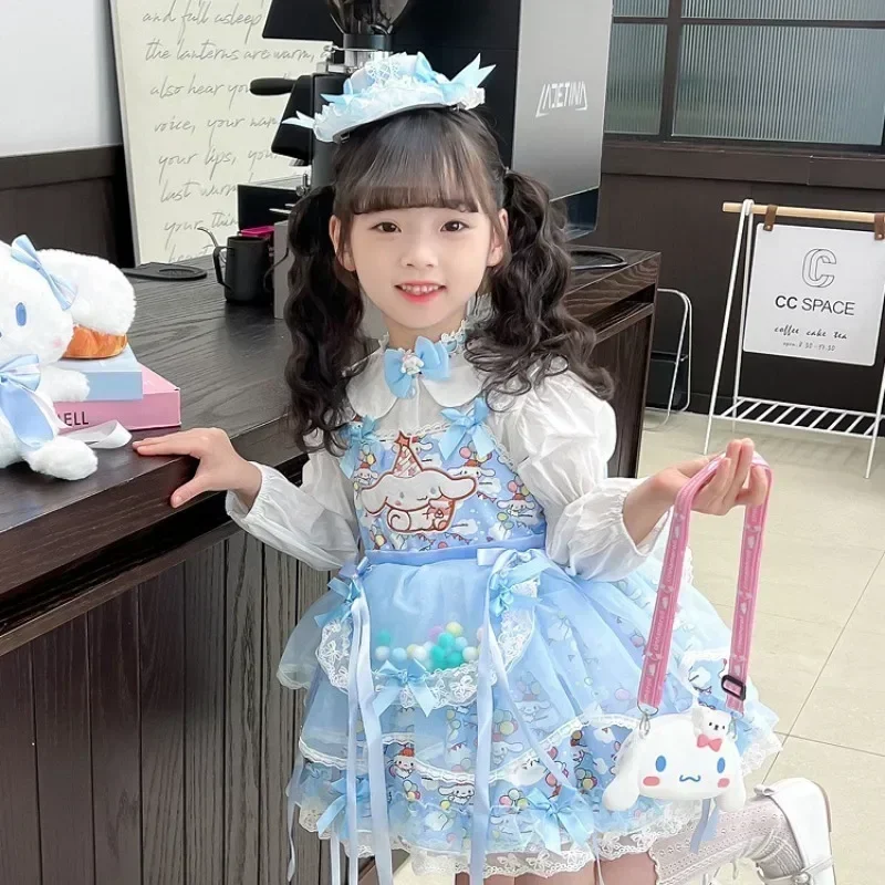 Sanrio Halloween Cinnamoroll Girls Lolita Dress Princess Skirt Cartoon Spring Autumn Party Gifts Cosplay Performance Dress