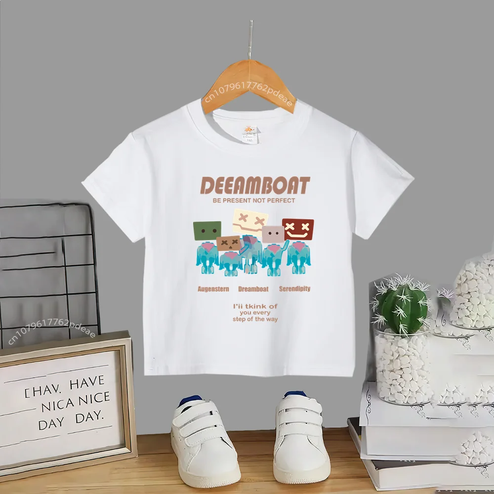 

Teen Street 100% cotton T-shirt Cartoon robot Print Boys Girls casual top Cotton T-shirt Kids comfortable crewneck short-sleeved