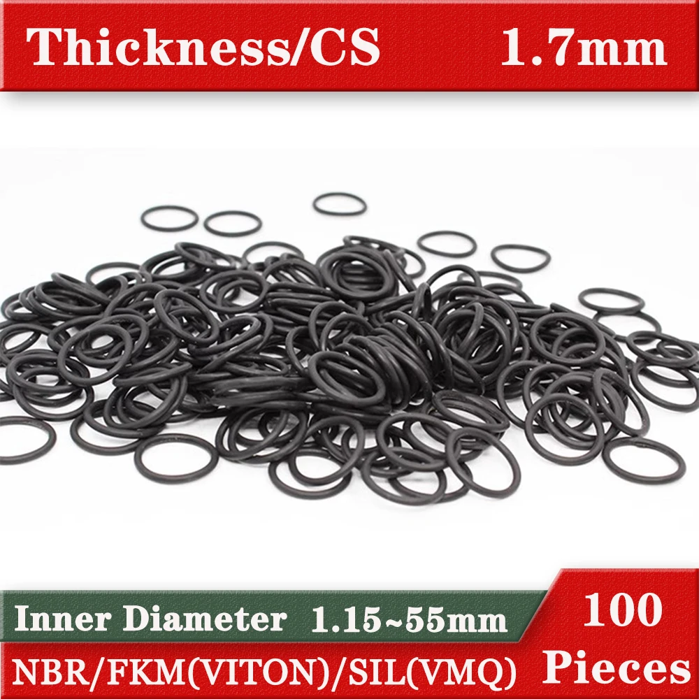 Rubber o rings Gasket Thickness 1.7mm inner diameter 1.15-55mm Silicon ring Fluororubber Nitrile Rubber o-ring Gaskets seal