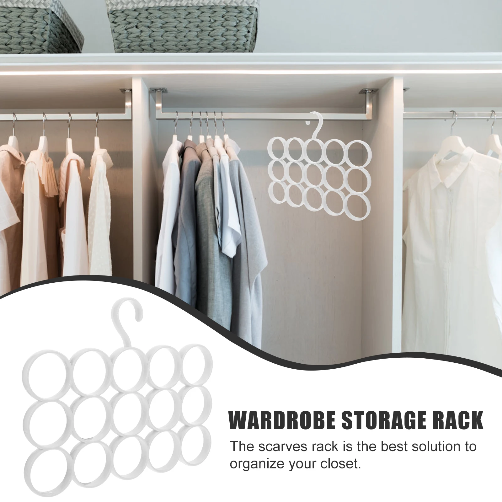 

15 Rings Tie Hanger Ties Rack Multifunctional Storage Rack Shawl Holder Closet Organizer Wardrobe Tidy Save Space
