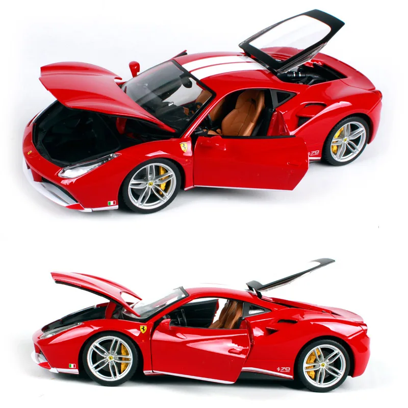 Bburago 1:18 Ferrari 488 GTB 70th Anniversary Alloy Car Model Diecasts Metal Toy Sports Car Model Simulation Childrens Toys Gift