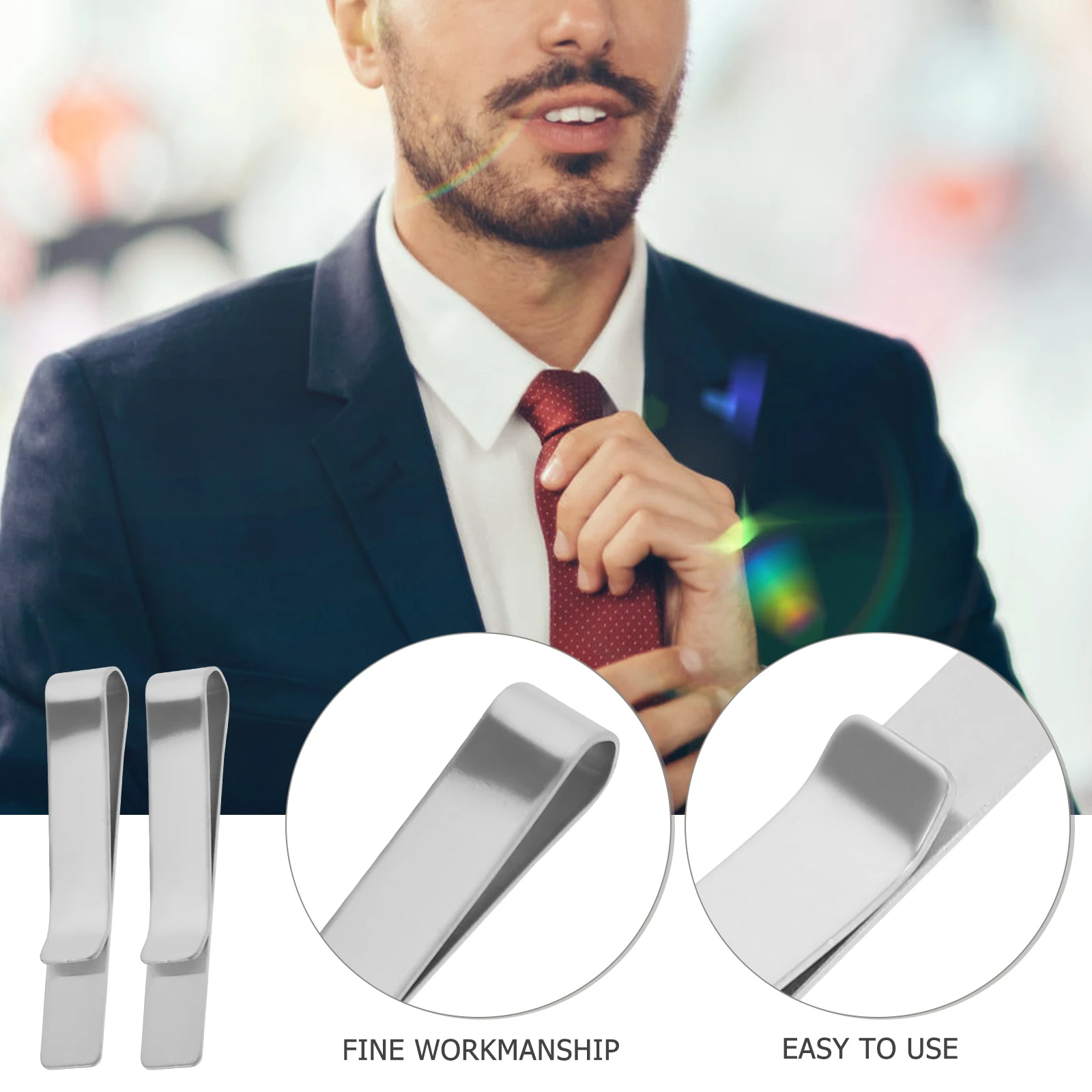 

2pcs Metal Tie Clip Men Business Accessory Necktie Bar Clamp Smooth Clasp For Men Elegant Clips Fastener
