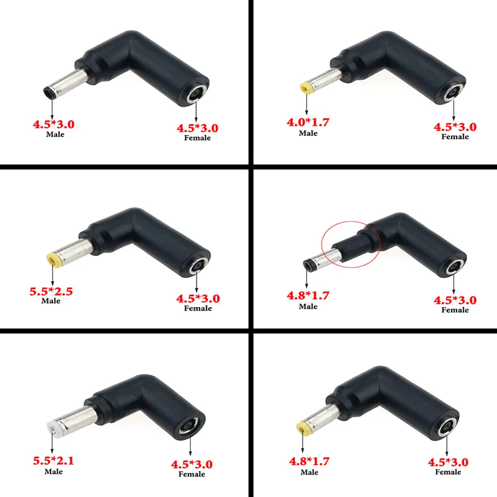1pcs DC Laptop Adapter 4.0*1.7 4.5*3.0 4.8*1.7 5.5*2.1 5.5*2.5 Power Male Plug to Female 4.5*3.0mm Charging Converter Connector