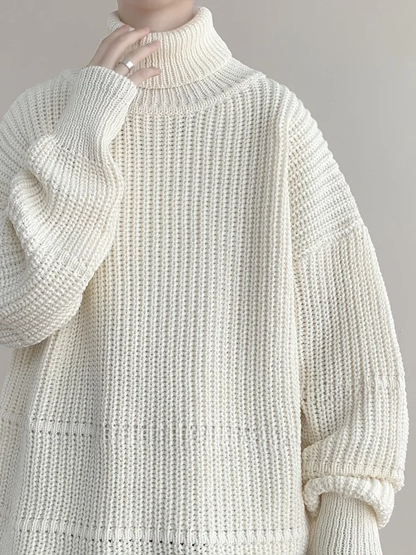 

Loose Men's High Collar Knitwear Winter Faionable Lazy Sle Inner Wear Long Sve Soft Acrylic Regular Length Overhead irt