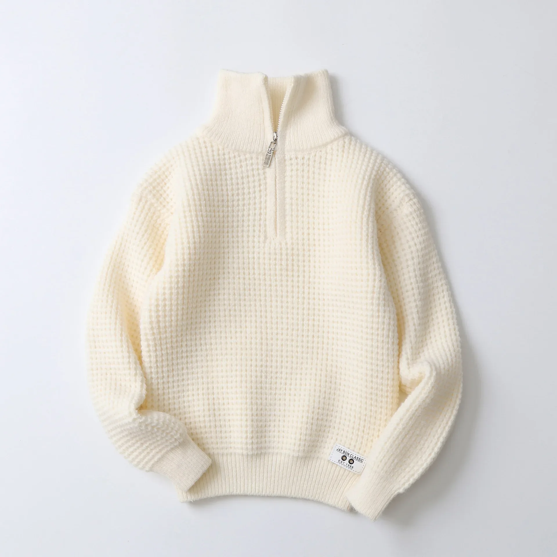 Cross-border for half zipper cashmere boy's sweater CuHK children's autumn  winter children's sweater 2024 new children's wear