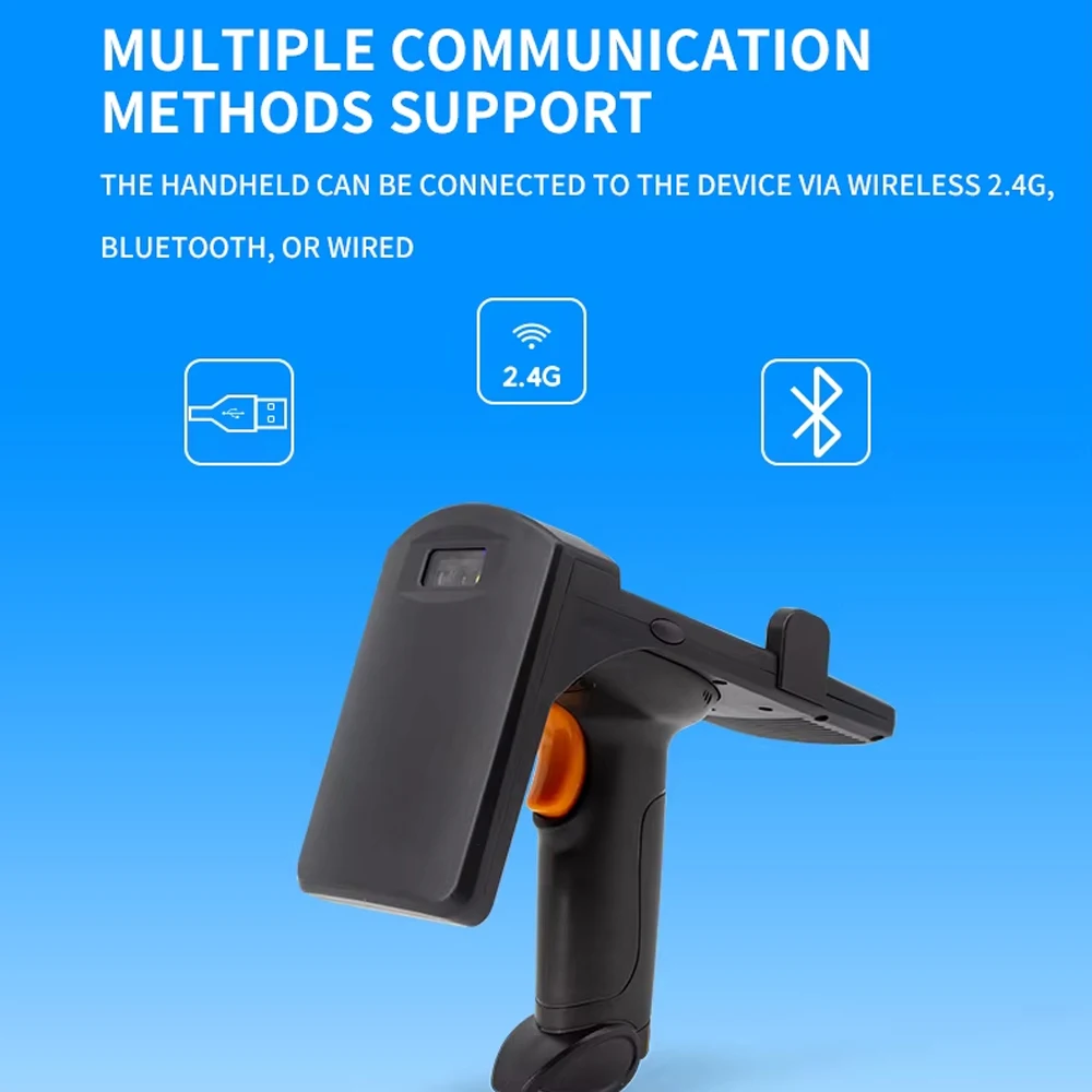 Lettore RFID UHF portatile Logistico 1D 2D Scanner di codici a barre PDA Lettore di etichette RFID NFC industriale con Bluetooth wireless 2.4G