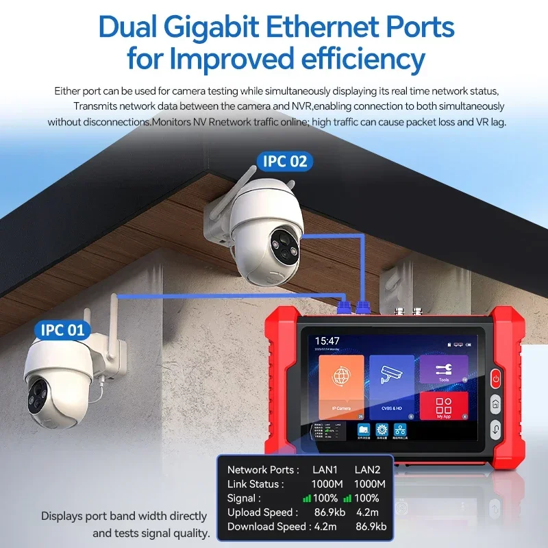 4k CCTV IP Camera Tester HDMI VGA  AHD TVI CVI IPC Tester OTDR Test OPM TDR Network Cable Test 8