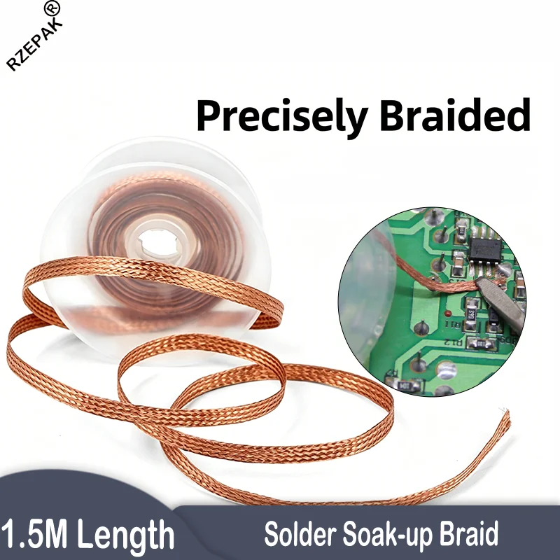 Desoldering Mesh Braid Tape Wire Repair Tool Copper Welding Point Solder Remover for Wire Soldering Wick Tin Lead Cord Flux
